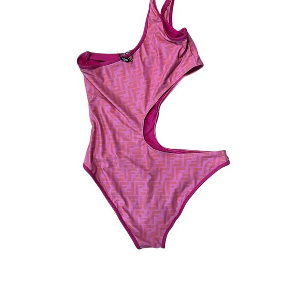 Fendi x Nicki Minaj Pink Prints On Cutout Swimsuit Cut Out Side Monogram Large - Picture 3 of 7